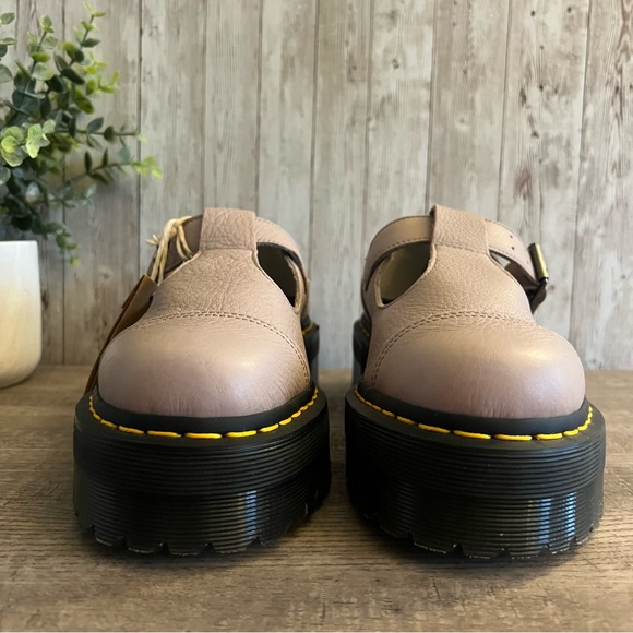 Dr. Martens Bethan Khaki Bone Leather Platform Mary Jane Shoes New 7 - Picture 3 of 6